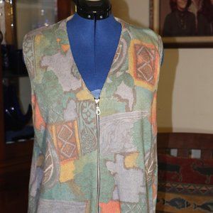 Women's Gabriella T Floral Pattern Sweater Vest- 1X